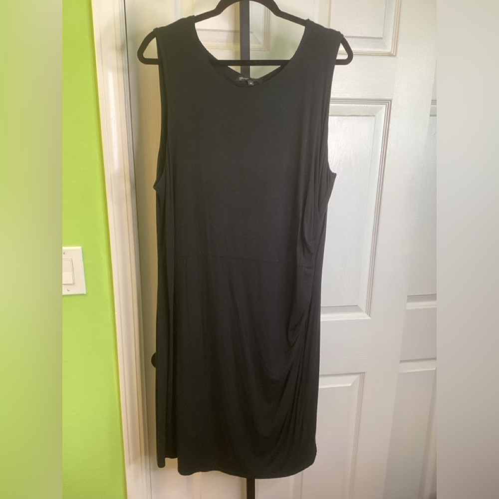FINAL SALE - Gibson Ruched Black Dress, size 1X, NWT